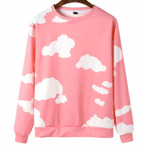 Blissful Pink Cloud Print Sweatshirt Charming Style