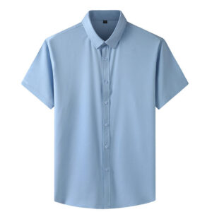 Radiant Sky Blue Half-Sleeve Button-Down Shirt