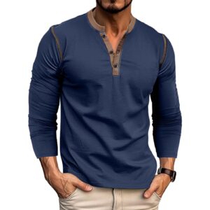 Navy Blue Henley T Shirt