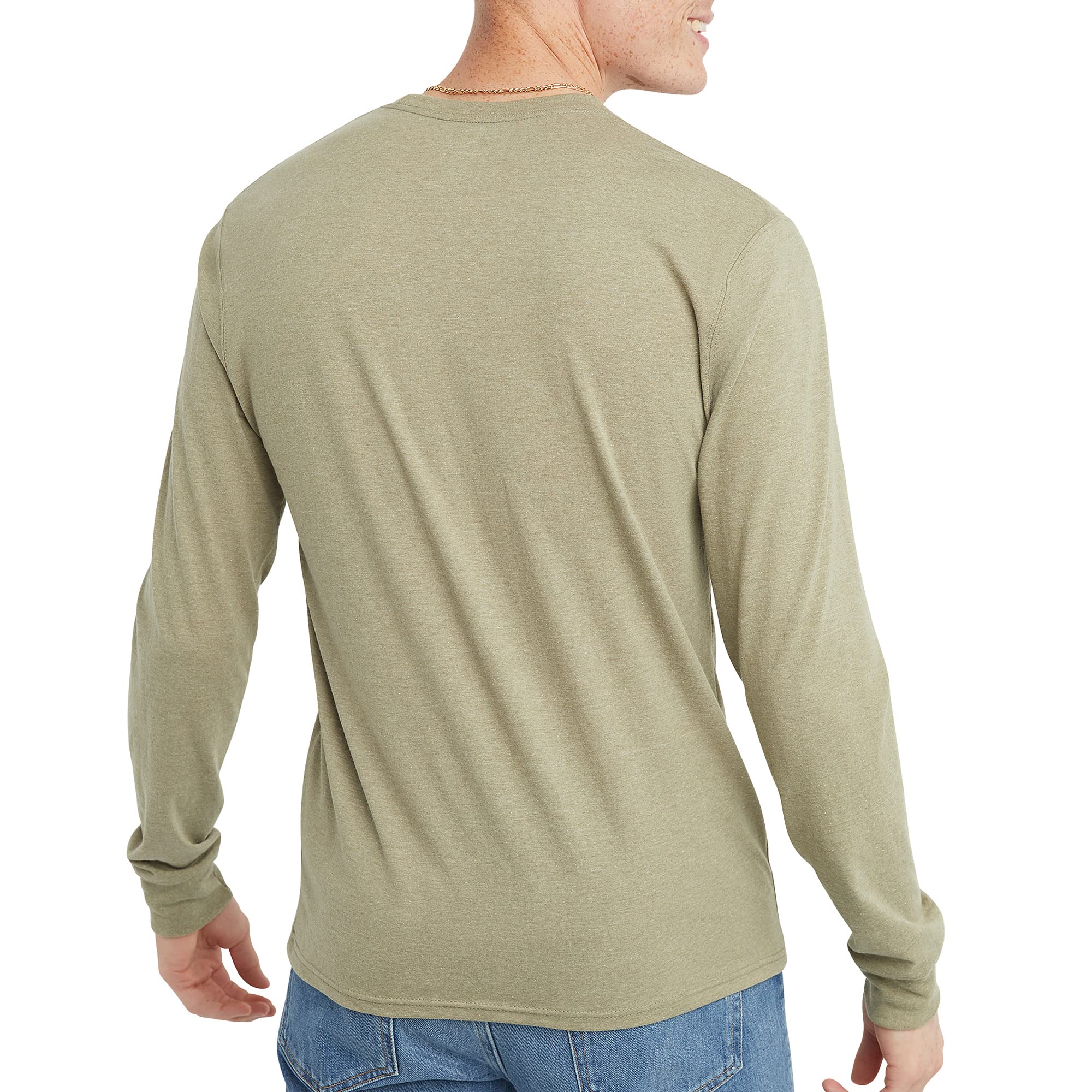 Long Sleeve T Shirt – Perfect Olive Green Crew Neck Tee for Men with 100% Cotton Comfort - Image 2