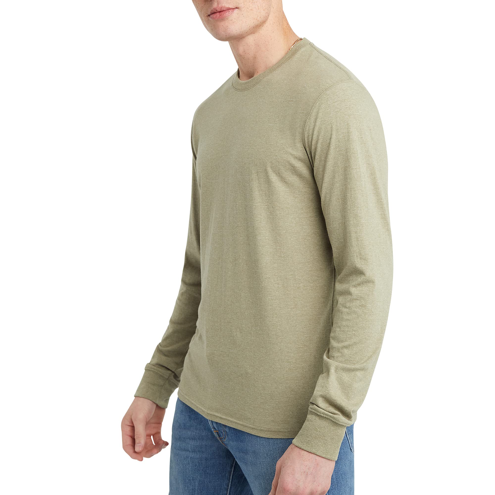 Long Sleeve T Shirt – Perfect Olive Green Crew Neck Tee for Men with 100% Cotton Comfort - Image 3