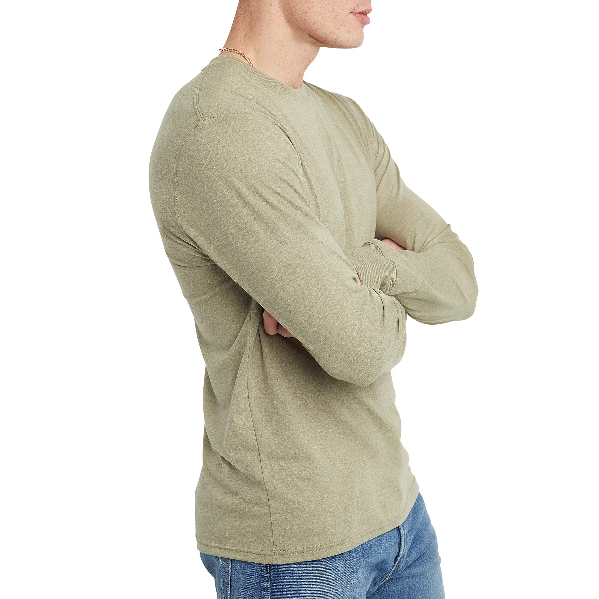 Long Sleeve T Shirt – Perfect Olive Green Crew Neck Tee for Men with 100% Cotton Comfort - Image 4