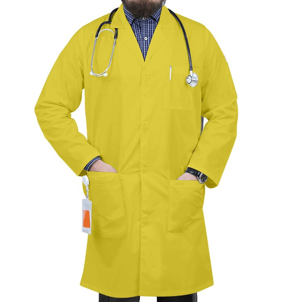 Bold Yellow Men Lab Coat Stand Out with Confidence
