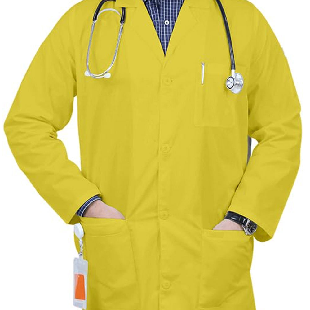 Bold Yellow Men Lab Coat Stand Out with Confidence - Image 2