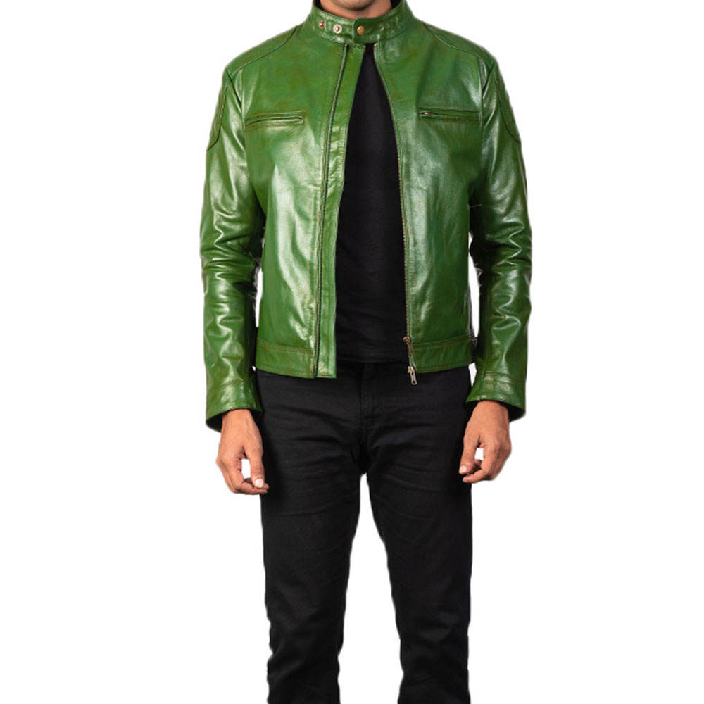 Savage Green Leather Jacket - Image 4
