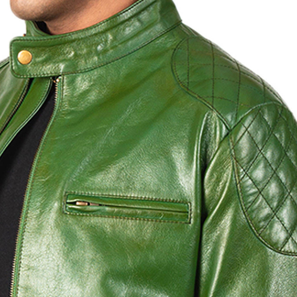 Savage Green Leather Jacket - Image 5