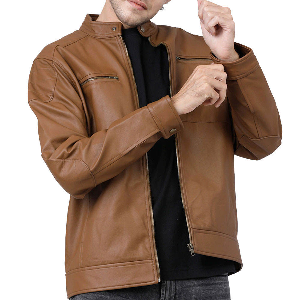 Bold Brown Leather Jacket
