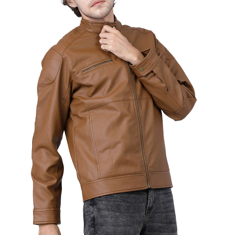 Bold Brown Leather Jacket - Image 3