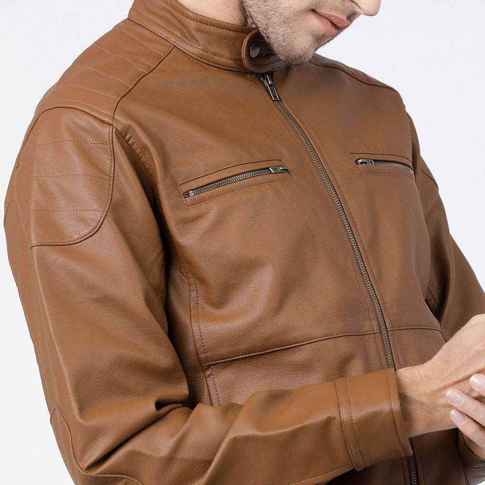 Bold Brown Leather Jacket - Image 5