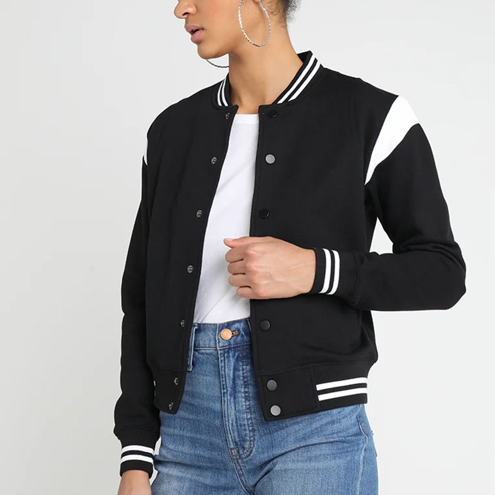 Bold Black Contrast Stripe Varsity - Image 5