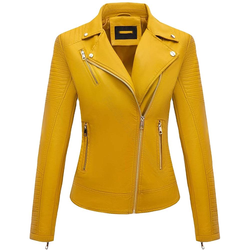 Dynamic Yellow Leather Jacket